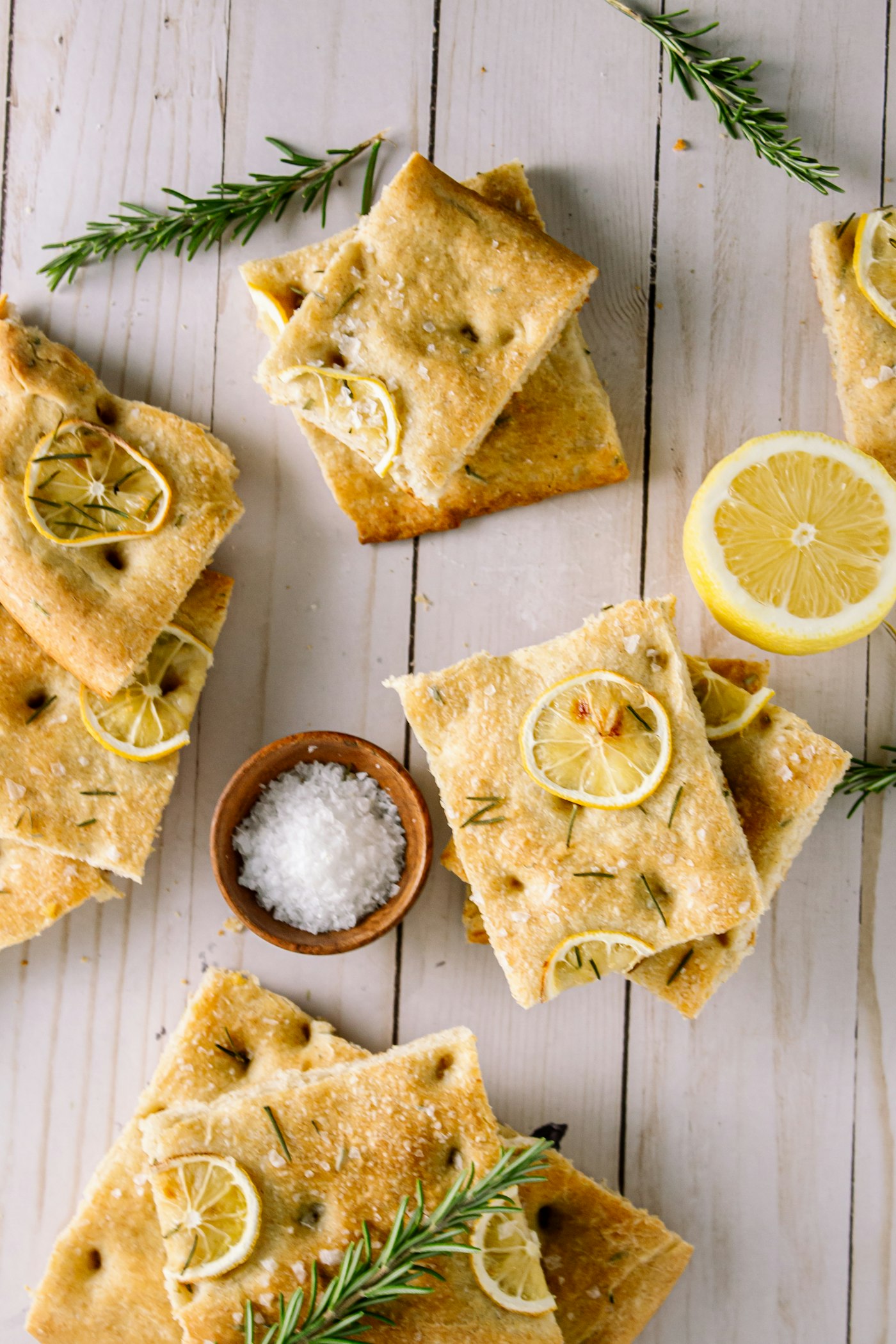 Rosemary and sea salt focaccia squares