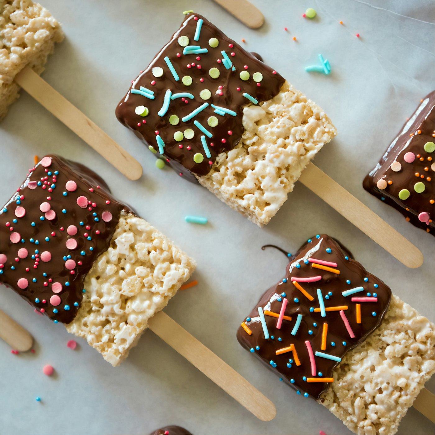 Chocolate-dipped treats with sprinkles